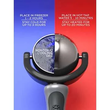 Sub·Zero Cryosphere Cold Massage Therapy Ball | Portable Fitness Ice Roller Ball for Pain Relief, Inflammation, Sprain, Spasm, Stiffness | Zero Mess Ice Cup Black Gray