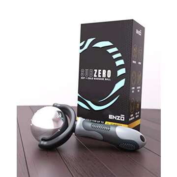 Sub·Zero Cryosphere Cold Massage Therapy Ball | Portable Fitness Ice Roller Ball for Pain Relief, Inflammation, Sprain, Spasm, Stiffness | Zero Mess Ice Cup Black Gray