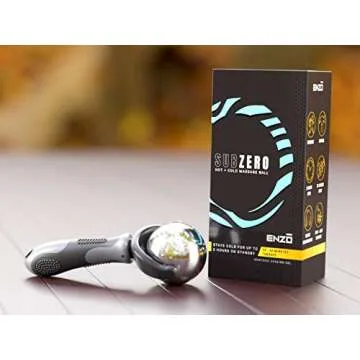 Sub·Zero Cryosphere Cold Massage Therapy Ball | Portable Fitness Ice Roller Ball for Pain Relief, Inflammation, Sprain, Spasm, Stiffness | Zero Mess Ice Cup Black Gray