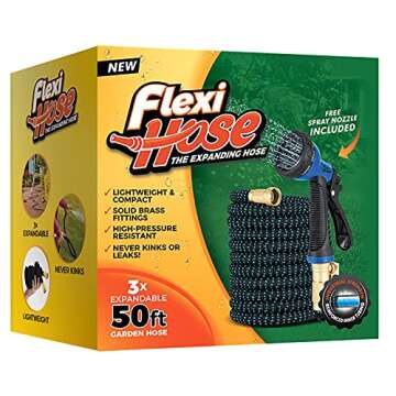 Flexi Hose with 8 Function Nozzle - Expandable, Lightweight & No-Kink