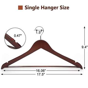 JS HANGER Stylish Wooden Hangers 20-Pack - Walnut Finish