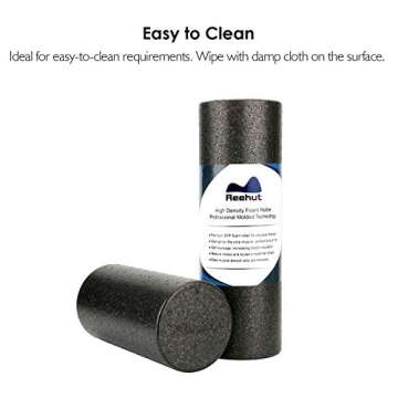 REEHUT Foam Roller - (6"x18" Round) Firm High Density Muscle Rollers with Free User E-Book
