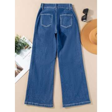 Stylish Sidefeel Wide Leg High Waisted Jeans for Women