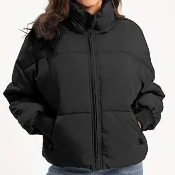 PABOPKOBI Women’s Winter Baggy Zip Puffer jackets Short Down Jacket Coat