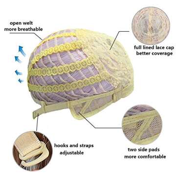 BERON Hot Pink Wavy Wigs Women Middle Length Hair Wig with Bangs Curly Synthetic Wigs for Cosplay Party Daily Use Wigs with Wig Cap