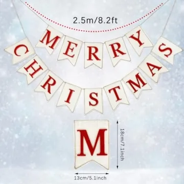 Whaline Christmas Burlap Banner - Festive Home Decor