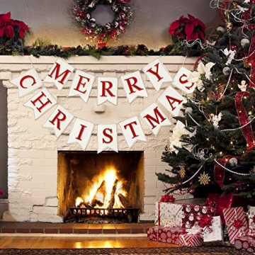 Whaline Christmas Burlap Banner - Festive Home Decor