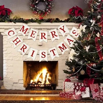 Whaline Christmas Burlap Banner - Festive Home Decor