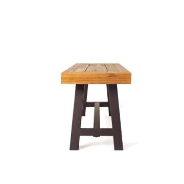 Christopher Knight Home Carlisle Outdoor Acacia Wood and Rustic Metal Bench, Sandblast Finish / Rustic Metal 14. 75 x 63 x 17. 50 inches