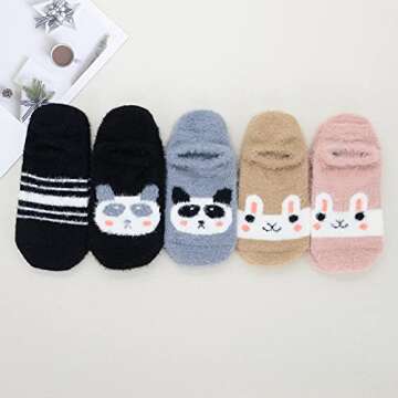 Zando Cozy Anti-Slip Fuzzy Socks with Cute Animal Designs