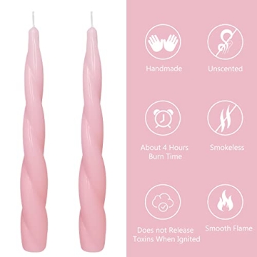 Handmade Pink Taper Spiral Candles - Eco-Friendly Decor