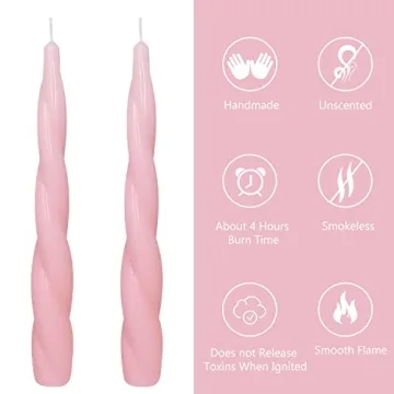 Handmade Pink Taper Spiral Candles - Eco-Friendly Decor