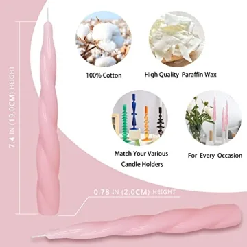 Handmade Pink Taper Spiral Candles - Eco-Friendly Decor