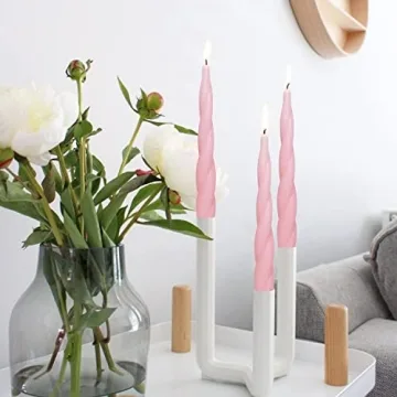 Handmade Pink Taper Spiral Candles - Eco-Friendly Decor