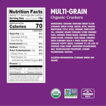 Milton's Craft Bakers Organic Multi-Grain Crackers - Multigrain Crackers, Certified Organic, Non-GMO...