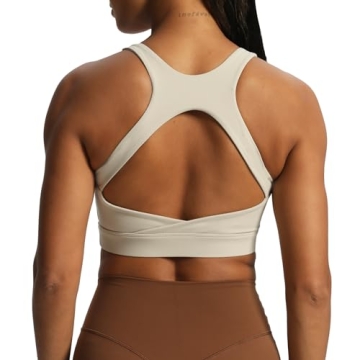 Aoxjox Women's Workout Sports Bras High Impact Fitness Backless Padded Training Gym Khloe Bra Yoga C...