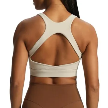 Aoxjox Women's Workout Sports Bras High Impact Fitness Backless Padded Training Gym Khloe Bra Yoga C...