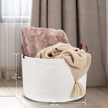 Hombins Large Cotton Rope Basket for Toys & Laundry