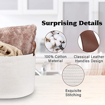 Hombins Large Cotton Rope Basket for Toys & Laundry