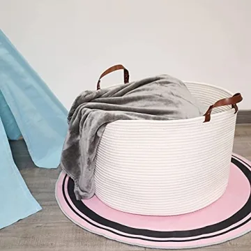 Hombins Large Cotton Rope Basket for Toys & Laundry