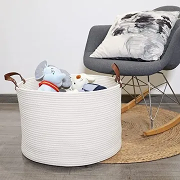 Hombins Large Cotton Rope Basket for Toys & Laundry