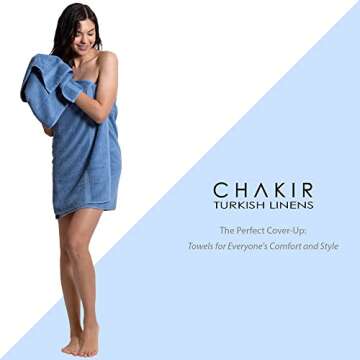 Chakir Turkish Linens | Hotel & Spa Quality 100% Cotton Premium Turkish Towels | Soft & Absorbent (8-Piece Towel Sets, Wedgewood)