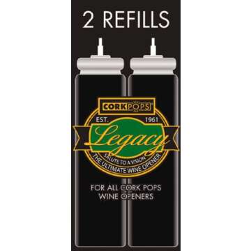 Cork Pops Wine Bottle Opener Refill Cartridges 2 Per Box- Eco-Friendly Low-Pressure, Fits All Cork P...
