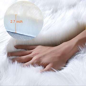 Coumore Ultra Soft Faux Sheepskin Fur Rug White Fluffy Area Rugs Chair Couch Cover Fuzzy Rug for Bed...