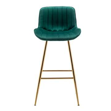 Sidanli Velvet Barstools Set of 2 in Elegant Green