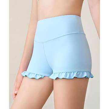 rrhss Girls Athletic Ruffle Shorts Yoga Dance High Waisted Shorts Comfy Workout Gymnastics Shorts Sk...