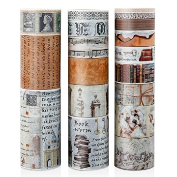 18 Rolls Vintage Washi Tape Set - Elegant Retro Decorative Tapes for Crafting