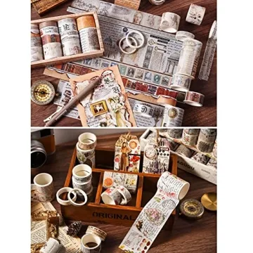 18 Rolls Vintage Washi Tape Set for Creative Projects