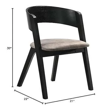 Armen Living Jackie Mid-Century Modern Dining Accent Chairs Finish Fabric-Set of 2, 21" Wide, Black Ash/Brown