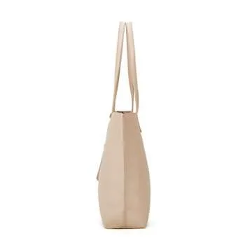 Dreubea Women's Soft Faux Leather Tote Shoulder Bag from, Big Capacity Tassel Handbag Apricot New