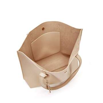 Dreubea Women's Soft Faux Leather Tote Shoulder Bag from, Big Capacity Tassel Handbag Apricot New