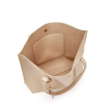 Dreubea Women's Soft Faux Leather Tote Shoulder Bag from, Big Capacity Tassel Handbag Apricot New