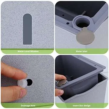 moistenland Planter Boxes, 12-inch Indoor/Outdoor Self Watering Planter Pots, Hanging Planter with Rails and Drainage Hole Suitable for Succulent Veggies and Herbs Planting - 2 Pack (Gray)