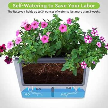 moistenland Planter Boxes, 12-inch Indoor/Outdoor Self Watering Planter Pots, Hanging Planter with Rails and Drainage Hole Suitable for Succulent Veggies and Herbs Planting - 2 Pack (Gray)