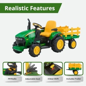Fun Peg Perego John Deere Tractor with Trailer Ride On for Kids