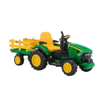 Fun Peg Perego John Deere Tractor with Trailer Ride On for Kids