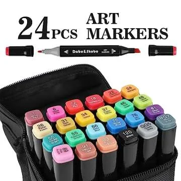 Dabo&Shobo 24 Colors Alcohol Markers, Drawing Markers, Dual Tip Art Markers, Coloring Marker For Adult Sketching And Coloring