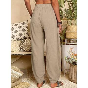 utcoco Women's Stylish Cotton Harem Pants with Pockets