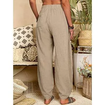 utcoco Women's Stylish Cotton Harem Pants with Pockets