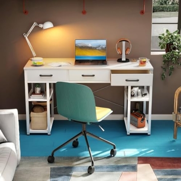 Stylish ODK Small Computer Desk with Storage Drawers