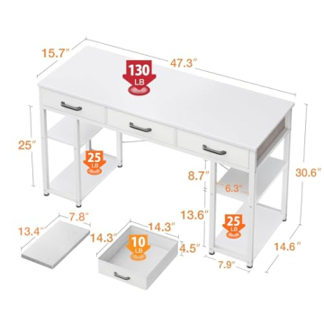 Stylish ODK Small Computer Desk with Storage Drawers