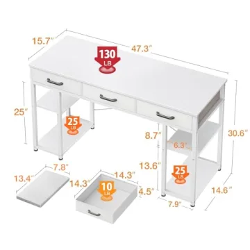 Stylish ODK Small Computer Desk with Storage Drawers