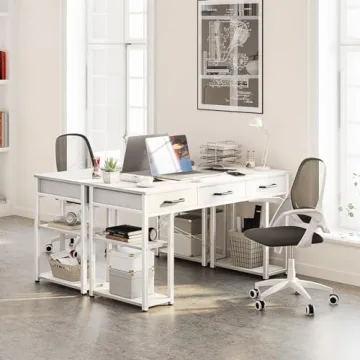 Stylish ODK Small Computer Desk with Storage Drawers
