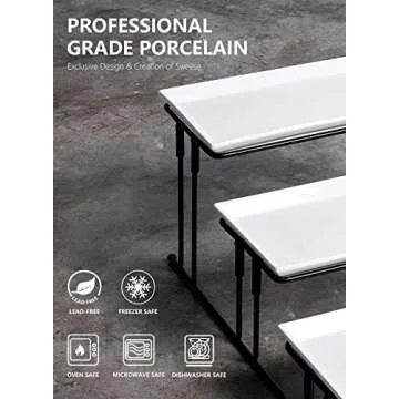 Sweese 733.101 3 Tiered Serving Stand - Stairstep Sturdier Food Display Stand with White Porcelain Platters, 3 Tier Serving Trays for Parties