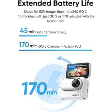 Insta360 GO 3 64GB – Waterproof Tiny Mighty Action Camera with 2.7K 2720 Video & 2936x1088 Photo, FlowState Stabilization, POV Capture, AI Auto Editing, Action Pod and Wearable Camera