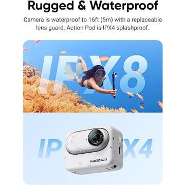 Insta360 GO 3 64GB – Waterproof Tiny Mighty Action Camera with 2.7K 2720 Video & 2936x1088 Photo, FlowState Stabilization, POV Capture, AI Auto Editing, Action Pod and Wearable Camera